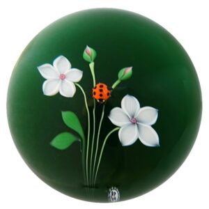 Weisse Blumen mit Marienkaefer