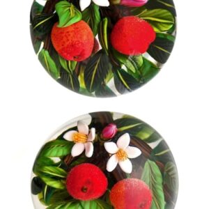 Touchstone Glass Pfirsiche Miniatur Kugel Peaches Sphere von Cathy Richardson