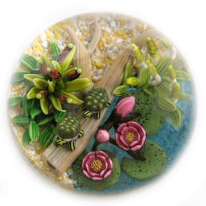 Touchstone Glass Schildkroeten am Seerosenteich von Cathy Richardson